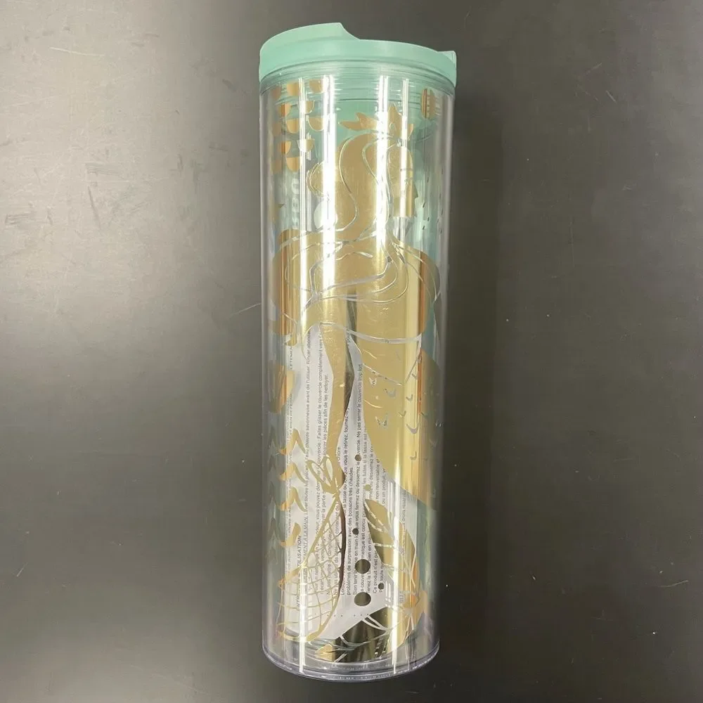 New Starbucks Tumbler 2020 Mermaid Gold Siren 16 fl oz Acrylic Cold Cup Seaglass